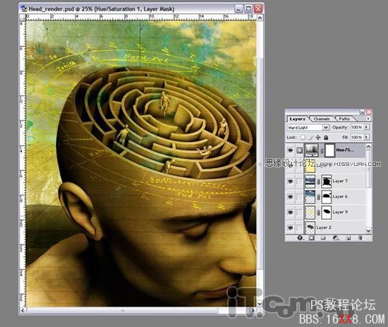 PS合成大脑迷宫科技宣传海报教程