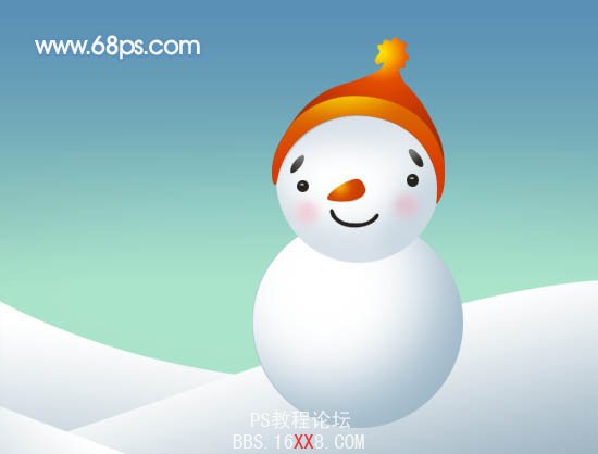 PS教程:绘制一个可爱的卡通雪人