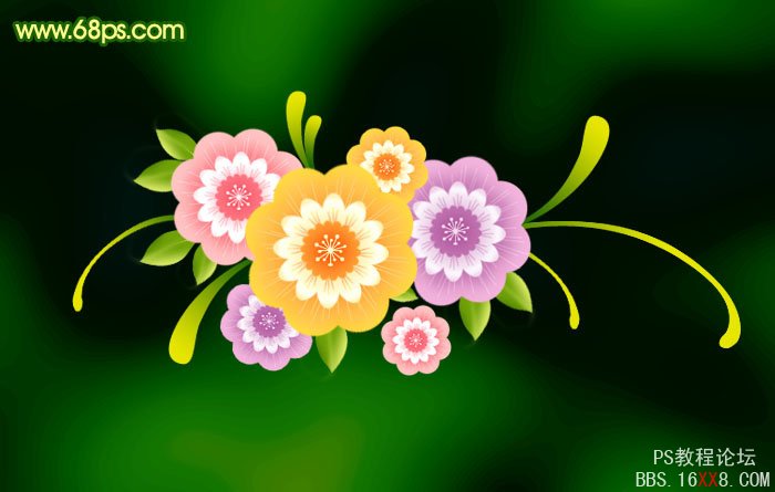 PS教程:设计非常漂亮的卡通小花朵
