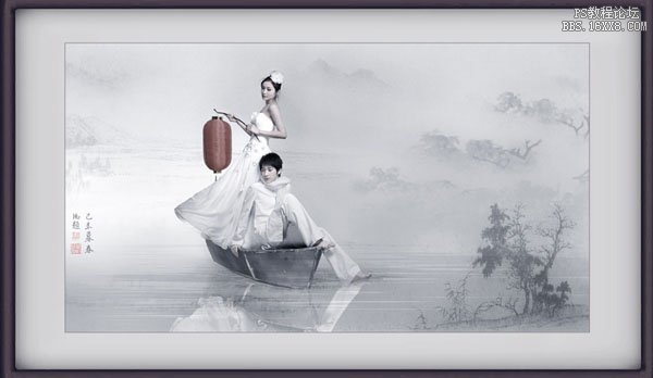 ps制作中国画水墨风格的艺术婚纱图片【图】