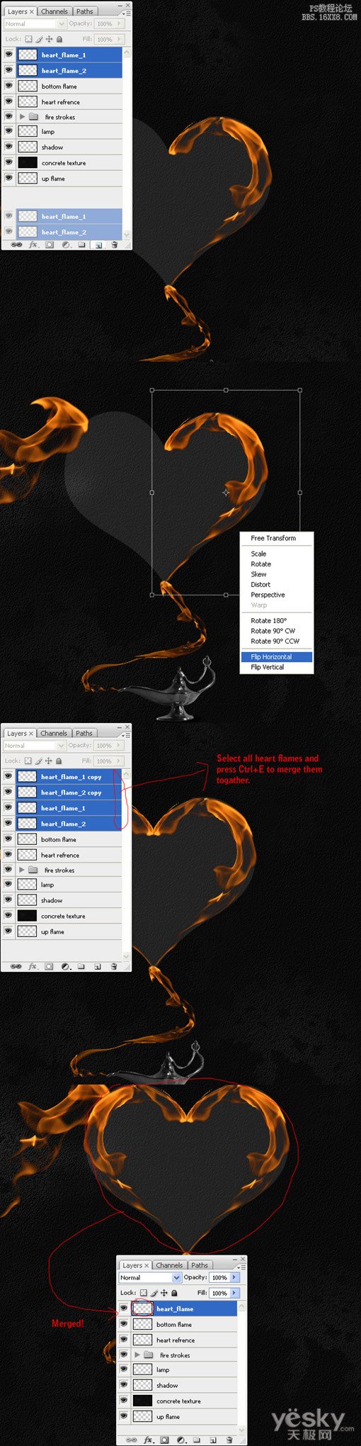 Photoshop绘制神灯飘出的心形水晶烟雾_天极设计在线整理