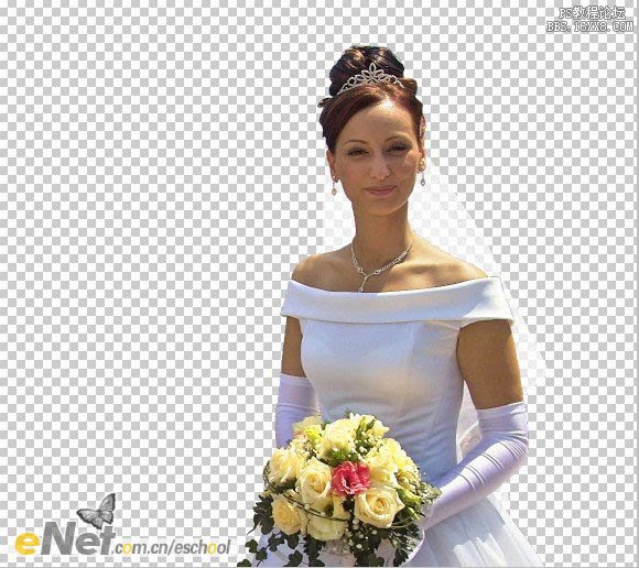 Photoshop巧妙的抠出白色透明的婚纱