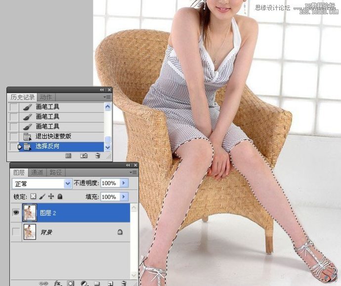 Photoshop美容教程：人物腿部修饰之美腿的制作,PS教程,16xx8.com教程网