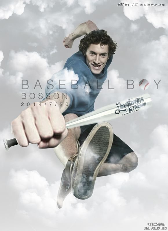 Photoshop设计创意棒球男孩海报
