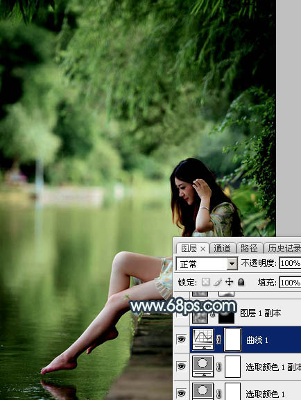 青绿色，调出有点古典味的青色调人像照片_www.xiutujiang.com