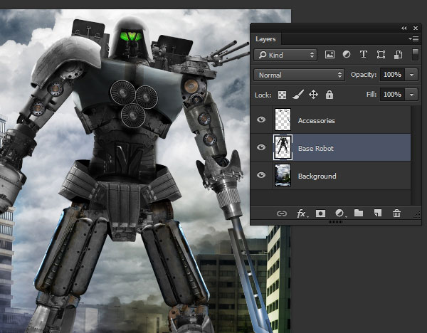 机器人效果，用Photoshop创建超炫酷的机器人