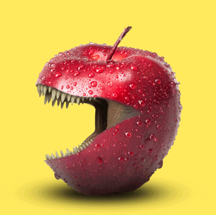 水果恶搞，合成长嘴巴的苹果_www.16xx8.com