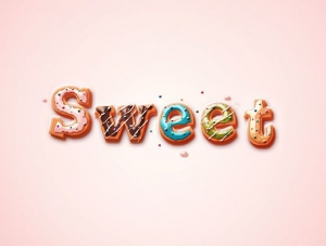 立体字，通过PS设计精美的甜品立体奶油字