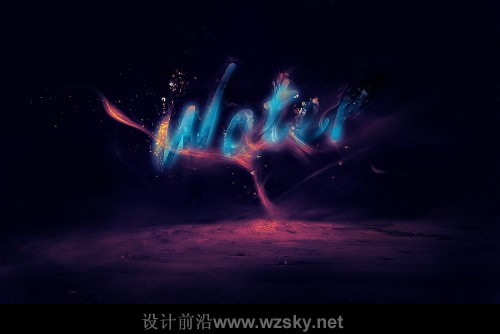 ps教程:www.xiutujiang.com_desert water text flatten 500x304 Create a Glowing Liquid Text with Water Splash Effect in Photoshop
