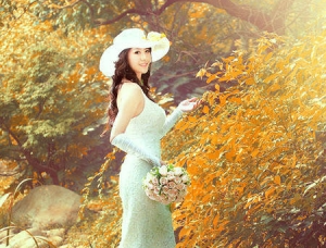婚紗后期，通過ps調出橙黃色的唯美樹林婚紗照片