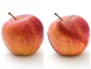 創意合成，兩張照片快速合成一個縫縫補補的蘋果
