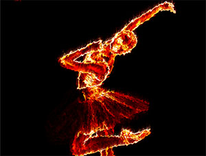 火焰效果，通過PS中的濾鏡把芭蕾舞者做成“火影舞者”
