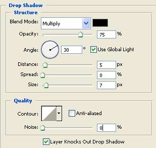 drop shadow settings