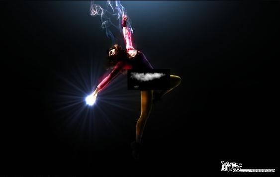 Photoshop照片合成:黑暗中的超绚芭蕾舞美女