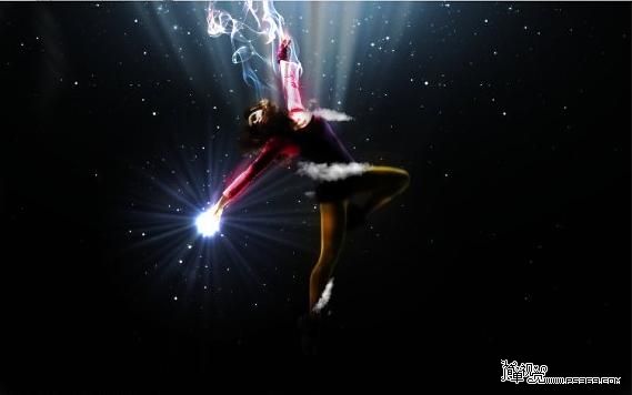 Photoshop照片合成:黑暗中的超绚芭蕾舞美女