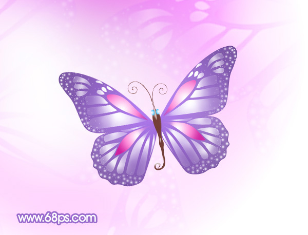 Photoshop制作一只漂亮的紫色卡通蝴蝶[多图