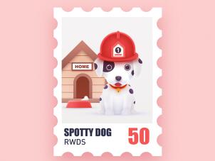 卡通风格，用PS设计一款卡通风格的可爱小狗邮票