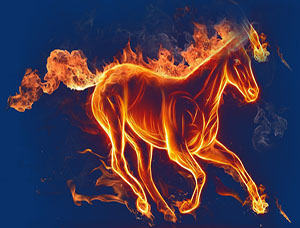 抠火焰，利用通道抠出火焰骏马奔腾的图片