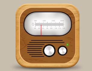 图标设计，设计黄色渐变木质复古收音机UI图标