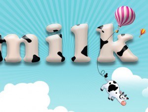 牛奶字，制作可能的奶牛风格字