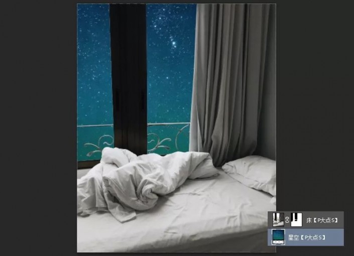 场景合成，通过Photoshop把月亮“搬”到自己的床上