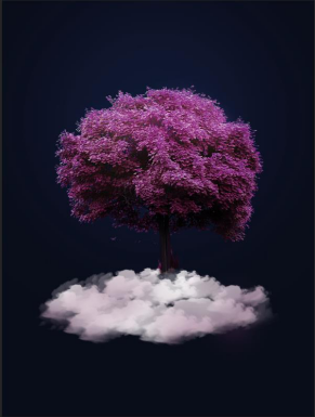 海报制作，用简单的树木打造梦幻紫色海报_www.xiutujiang.com