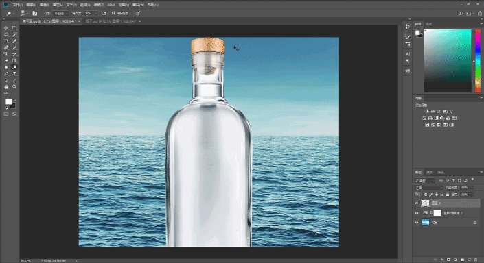 瓶中效果，用Photoshop合成《加勒比海盗》电影中的海盗船