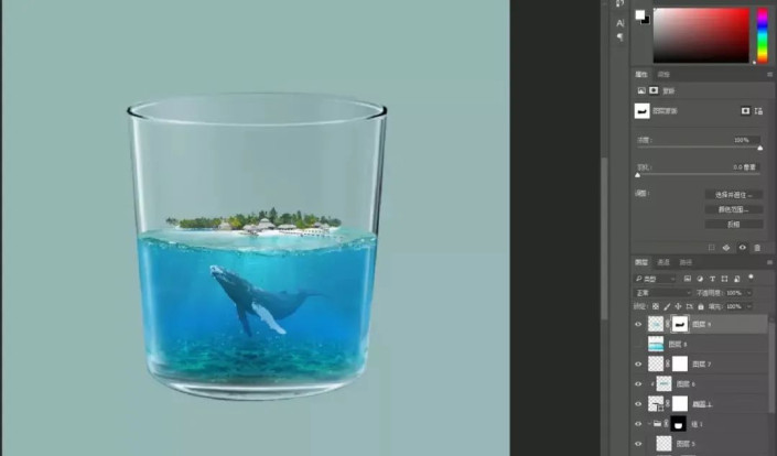 创意合成，通过PS设计玻璃杯里的海洋世界_www.xiutujiang.com