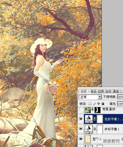 婚纱后期，通过ps调出橙黄色的唯美树林婚纱照片_www.xiutujiang.com